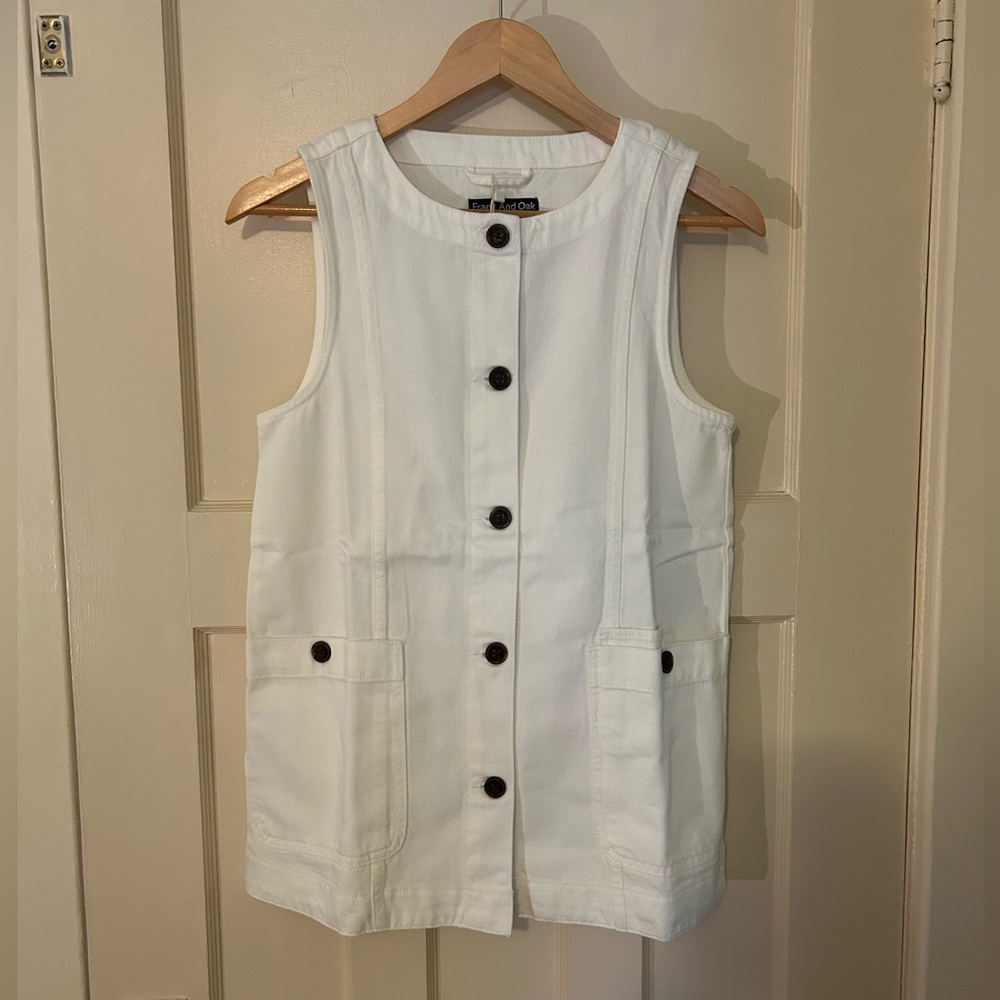 NWT- Frank & Oak - Relaxed Twill Vest in White - size small - Picture 2 of 4